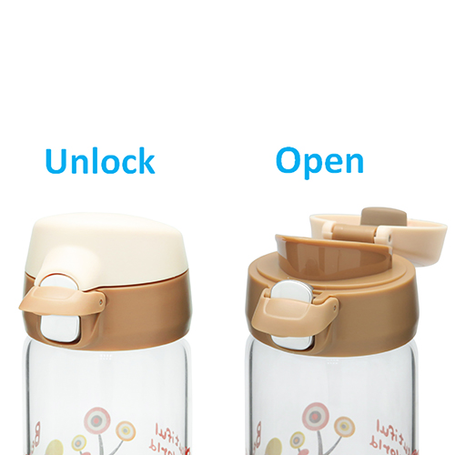 One Touch Open Glass Water Bottle