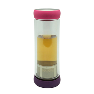 Double Wall Glass Tea Bottle 400Ml With Strainer